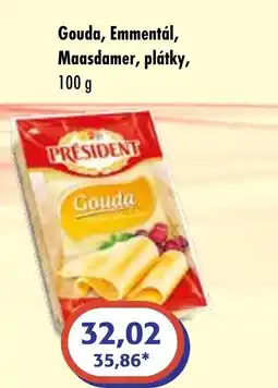 ČEPOS PRESIDENT Gouda, Emmentál, Maasdamer, plátky nabídka