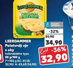 Kaufland Leerdammer polotvrdý sýr s oky nabídka