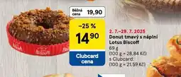 Tesco Donut tmavý s náplní lotus biscoff nabídka