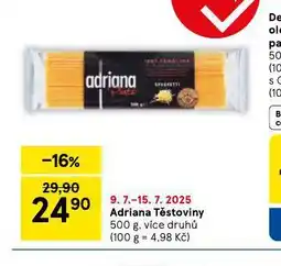 Tesco Adriana těstoviny nabídka