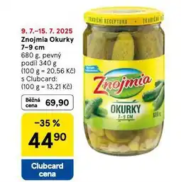 Tesco Znojmia okurky 7-9 cm nabídka