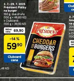 Tesco Président plátky na burger nabídka