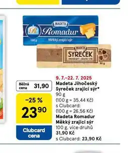 Tesco Madeta jihočeský syreček zrající sýr nabídka