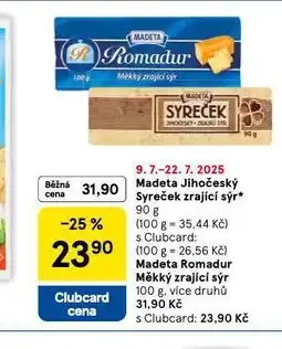 Tesco Madeta romadur měkký zrající sýr nabídka