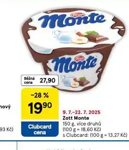 Tesco Zott monte nabídka