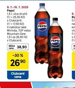 Tesco Pepsi, mirinda, 7up, mountain dew nabídka