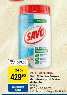 Tesco Savo chlor šok nabídka