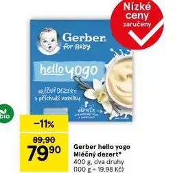 Tesco Gerber hello yogo mléčný dezert nabídka
