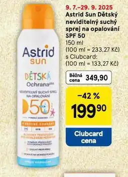 Tesco Astrid sun dětský neviditelný suchý sprej na opalování nabídka