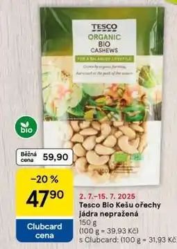Tesco Tesco Bio Kešu ořechy jádra nepražená nabídka