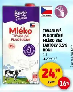 Penny Market TRVANLIVÉ PLNOTUČNÉ MLÉKO BEZ LAKTÓZY 3,5% BONI nabídka