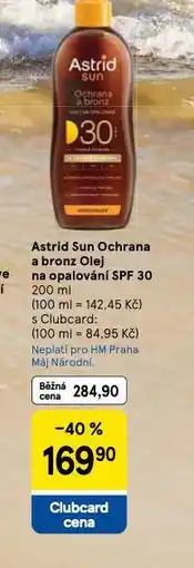 Tesco Astrid sun olej na opalování nabídka