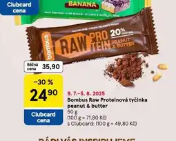 Tesco Bombus raw proteinová tyčinka peant & butter nabídka