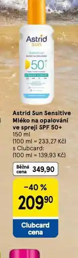 Tesco Astrid sun mléko na opalaování nabídka