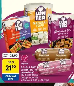 Tesco Lunter tofu pomazánky nabídka