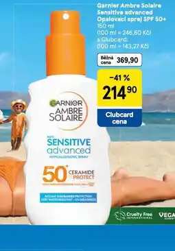 Tesco Garnier ambre solaire sensitive advanced opalovací sprej nabídka