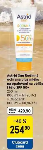 Tesco Astrid sun mléko na opalování nabídka