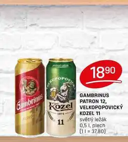 Flop GAMBRINUS PATRON 12 světlý ležák 0,5 1. plech nabídka