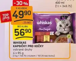 Flop WHISKAS KAPSIČKY PRO KOČKY vybrané druhy 4 x 85 g nabídka