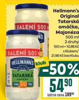 Billa Hellmann's Original Tatarská omáčka, Majonéza 500 ml nabídka