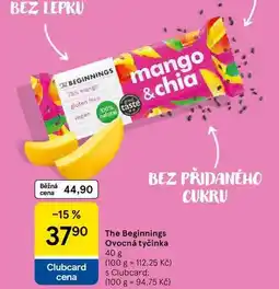 Tesco The Beginnings Clubcard cena Ovocná tyčinka, 40 g nabídka