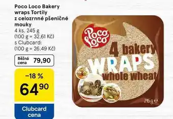 Tesco Poco Loco Bakery wraps Tortily z celozrnné pšeničné mouky, 4 ks, 245 g nabídka