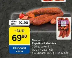 Tesco Tesco Papriková klobása, 360 g, balená nabídka
