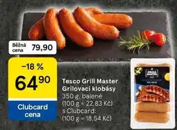 Tesco Tesco Grill Master Grilovací klobásy, 350 g, balené nabídka