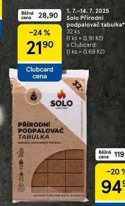Tesco Solo Přírodní podpalovač tabulka, 32 ks nabídka