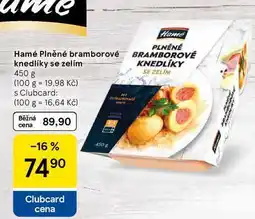 Tesco Hamé Plněné bramborové knedlíky se zelím, 450 g nabídka