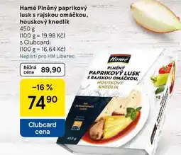 Tesco Hamé Plněný paprikový lusks rajskou omáčkou, houskový knedlík, 450 g nabídka