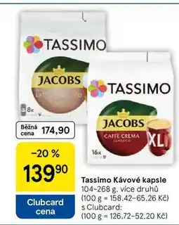Tesco Tassimo Kávové kapsle, 104-268 g, více druhů nabídka