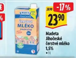 Albert Madeta Jihočeské mléko čerstvé polotučné 1l nabídka