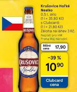 Tesco Krušovice Hořké Nealko, 0,5 l, sklo nabídka