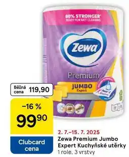 Tesco Zewa Premium Jumbo Expert Kuchyňské utěrky, 1 role, 3 vrstvy nabídka