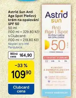 Tesco Astrid Sun Anti Age Spot Pleťový krém na opalování SPF 50, 50 ml nabídka