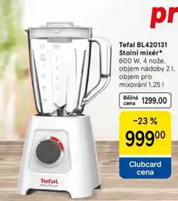 Tesco Tefal BL420131 Stolní mixér, 600 W. 4 nože, objem nádoby 2 l. objem pro mixování 1,25 nabídka