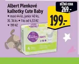 Albert Albert Plenkové kalhotky Cute Baby maxi 44 ks, junior 40 ks, XL 36 ks nabídka