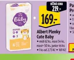 Albert Albert Plenky Cute Baby midi 62 ks, maxi 54 ks, maxi+ 50 ks, junior 46 ks nabídka