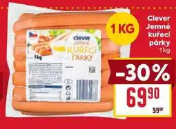 Billa Clever Jemné kuřecí párky 1kg nabídka