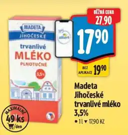 Albert Madeta Jihočeské Trvanlivé mléko 3,5% nabídka