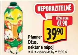 Albert Pfanner džus, nektar a nápoj nabídka