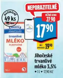 Albert Jihočeské Trvanlivé mléko 3,5% nabídka