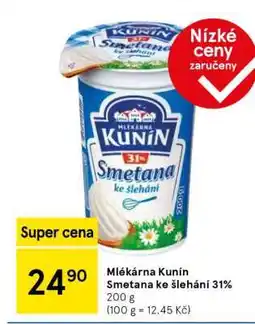 Tesco Mlékárna Kunín Smetana ke šlehání 31% nabídka