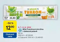 Tesco Míša Tvarohová Zmrzlina v kakaové polevě nabídka