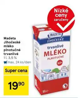 Tesco Madeta Jihočeské mléko plnotučné trvanlivé nabídka