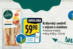 Albert Královský sendvič s vejcem a slaninou nabídka