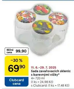 Tesco Sada zavařovacích sklenic s barevnými víčky nabídka