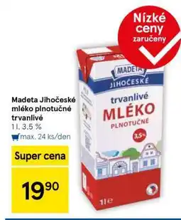 Tesco Madeta Jihočeské mléko plnotučné trvanlivé nabídka
