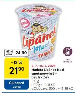Tesco Madeta Lipánek Maxi smetanový krém bez laktózy nabídka